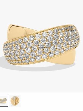 Gold Pavé Diamond Crossover Ring